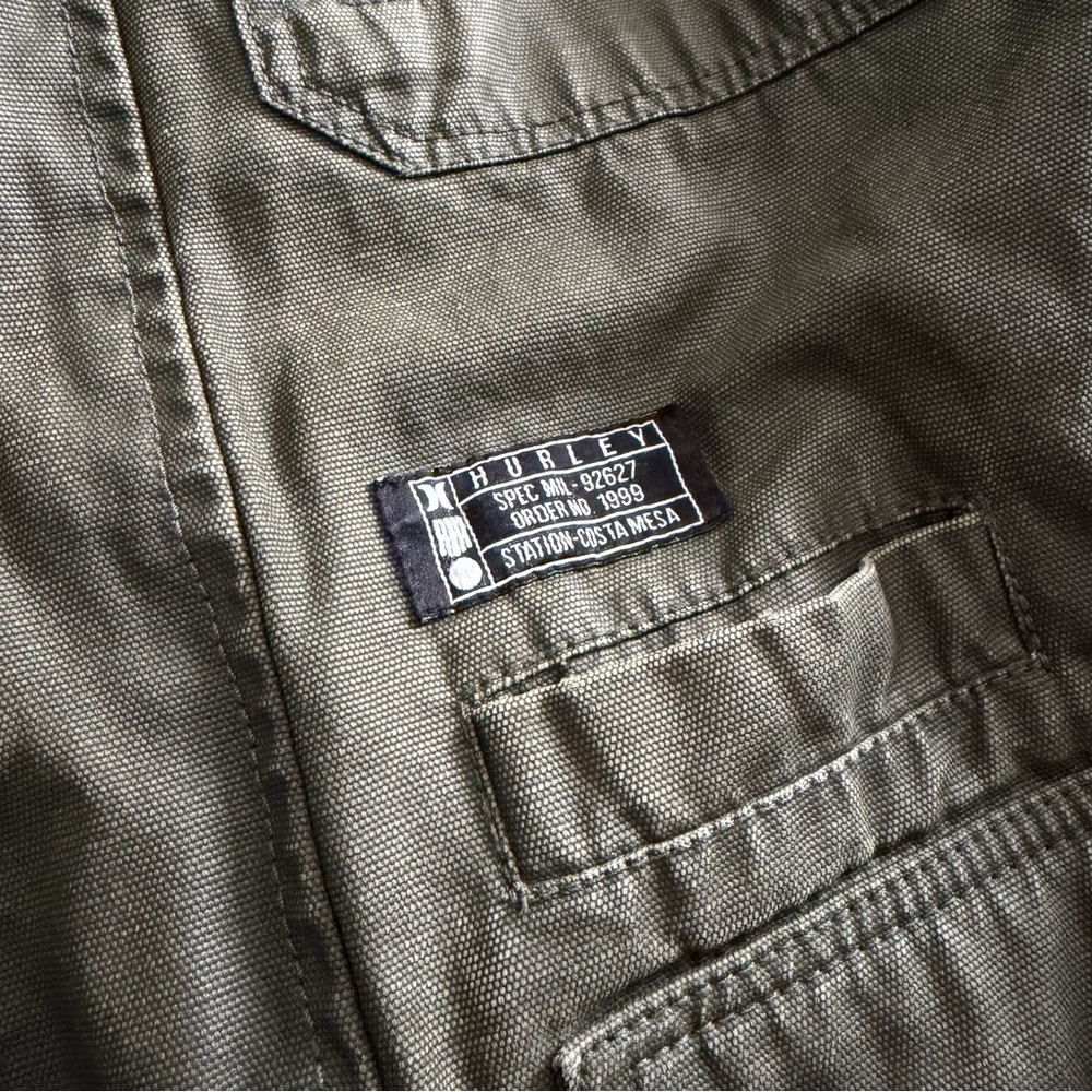 Hurley Waxed Plaid Lined Field Jacket Men’s Med Green Covert Military Tactical - Picture 3 of 12